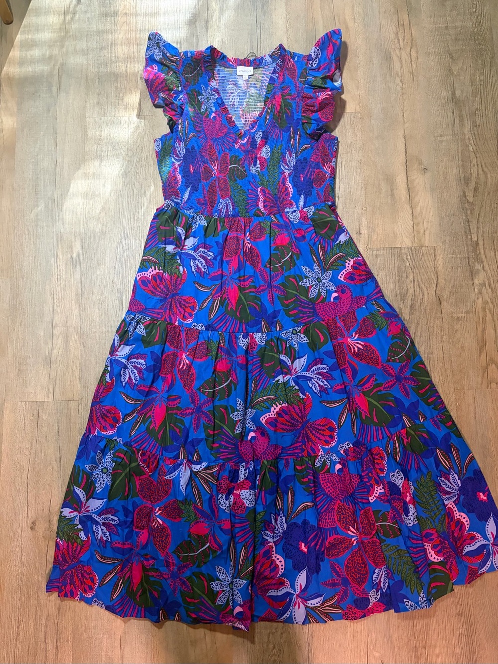 Vibrant tropical floral maxi dress